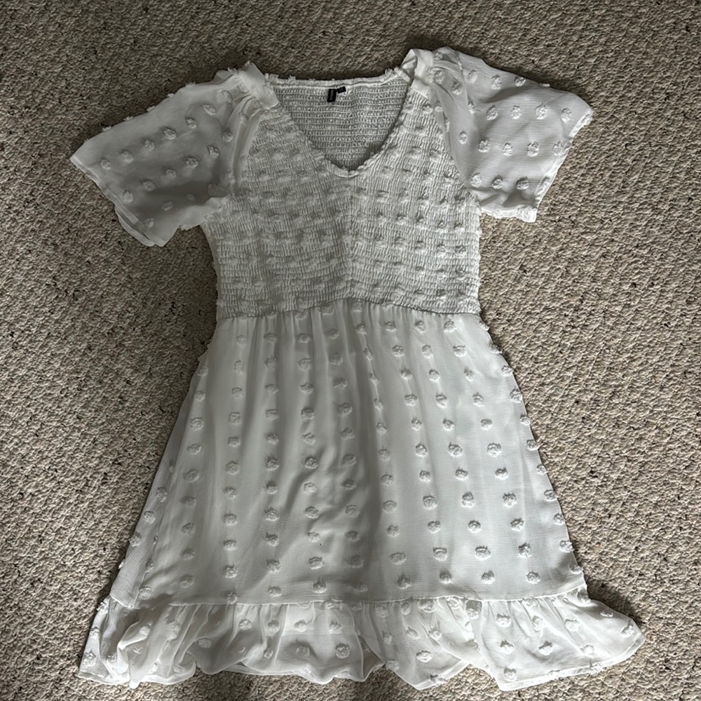 White Dress with Textured Design